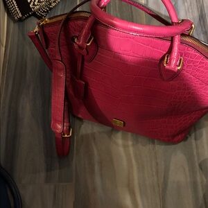 MCM Fuchsia (Pink) Crocodile-Embossed Satchel / Crossbody